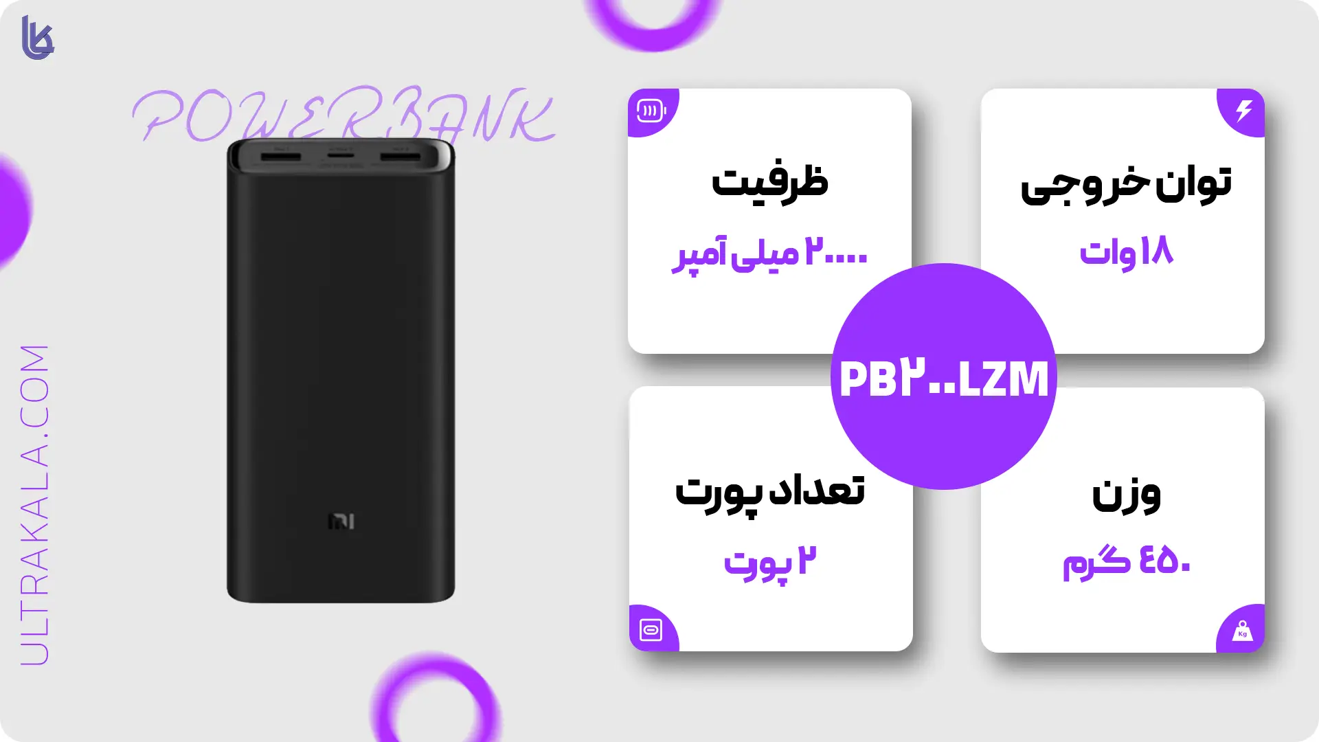 اینفوگرافیک پاوربانک شیائومی گلوبال مدل Redmi ظرفیت 10000 میلی آمپر ساعت