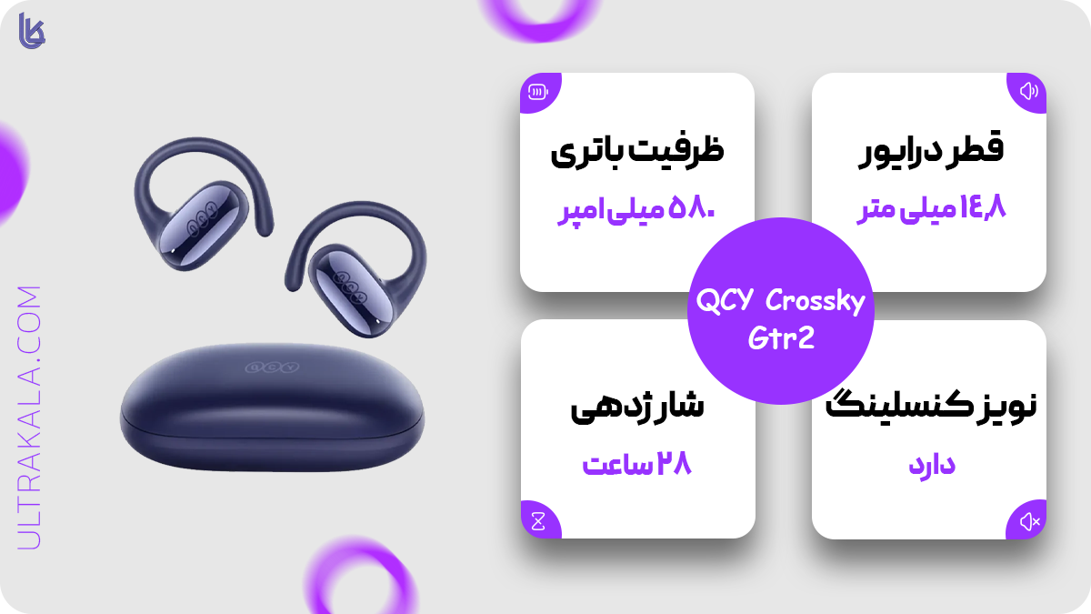 اینفوگرافیک هندزفری بلوتوثی QCY Crossky GTR 2