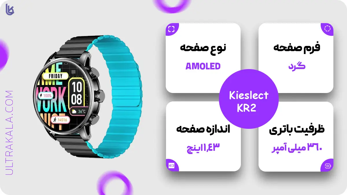 اینفوگرافیک ساعت هوشمند Kieslect KR 2
