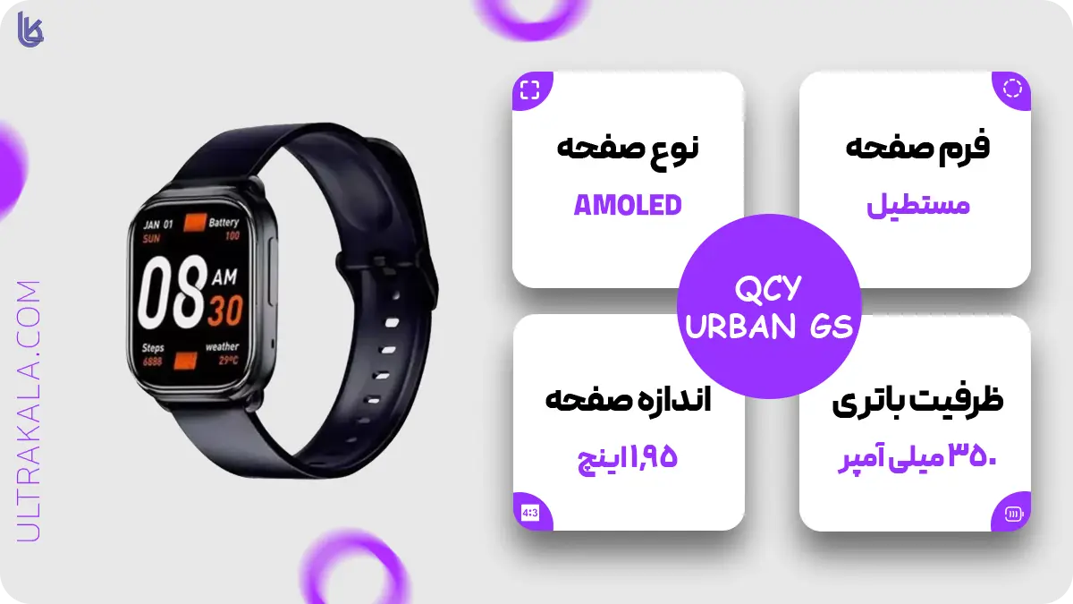 اینفوگرافیک ساعت هوشمند QCY Urban GS